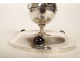 Silver-plated inkwell with tiger&#39;s eye agate cabochons, Art Deco, 20th century