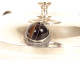 Silver-plated inkwell with tiger&#39;s eye agate cabochons, Art Deco, 20th century