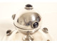 Silver-plated inkwell with tiger&#39;s eye agate cabochons, Art Deco, 20th century