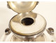 Silver-plated inkwell with tiger&#39;s eye agate cabochons, Art Deco, 20th century