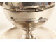 Silver-plated inkwell with tiger&#39;s eye agate cabochons, Art Deco, 20th century