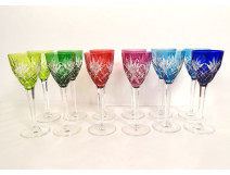 12 Rhine wine glasses Roemers crystal Saint-Louis color Chantilly model 20th century