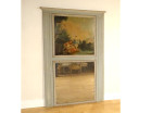 Trumeau Louis XVI miroir glace bois laqué HST scène galante pêche XVIIIè