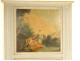 Louis XVI trumeau mirror, lacquered wood, HST, gallant fishing scene, 18th century