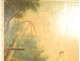 Louis XVI trumeau mirror, lacquered wood, HST, gallant fishing scene, 18th century