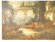 Louis XVI trumeau mirror, lacquered wood, HST shepherd landscape, bridge, 18th century
