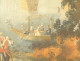 Louis XVI trumeau mirror, lacquered wood, HST shepherd landscape, bridge, 18th century