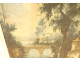Louis XVI trumeau mirror, lacquered wood, HST shepherd landscape, bridge, 18th century