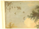 Louis XVI trumeau mirror, lacquered wood, HST shepherd landscape, bridge, 18th century