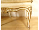 Pair of Louis XV armchairs in gilded lacquered wood with acanthus flowers, 19th century