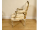 Pair of Louis XV armchairs in gilded lacquered wood with acanthus flowers, 19th century