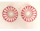 Pair of red Baccarat crystal bobeches, chandelier candle holders, 19th century label