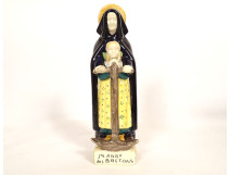 HB Quimper Porson earthenware statuette of Saint Anne of the Bretons anchor, 20th century