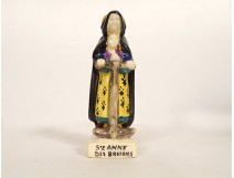 HB Quimper Porson earthenware statuette of Saint Anne of the Bretons anchor, 20th century