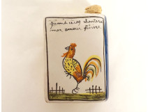 Secouette tabatière faïence Quimper livre femme bretonne coq amour XIXème
