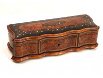 Glove box Amboyna burl with inlay and monogram of Napoleon III, XIX