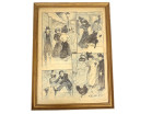 Dessin aquarellé Francisque Poulbot élégantes Paris scènes humour dandy XXè