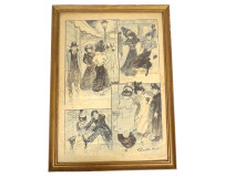 Drawing Francisque Poulbot naughty scene elegant couple bedroom humor 20th century