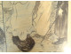 Drawing Francisque Poulbot naughty scene elegant couple bedroom humor 20th century