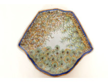 3 earthenware cups and saucers Quimper Porquier-Beau coat of arms of the towns 19th century