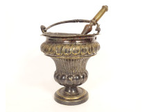 Sprinkler bucket for blessing bronze brass silver plated church late 17th century