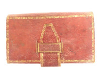 Red morocco leather document holder wallet pouch, 1st Empire, 19th century