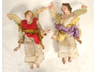 Paire anges de crèche napolitaine santons terre cuite sculpture Naples XIXè