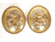 Pair of oval frames medallions gilded married vases flowers fabric Empire 19th century