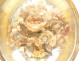 Pair of oval frames medallions gilded married vases flowers fabric Empire 19th century
