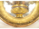 Pair of oval frames medallions gilded married vases flowers fabric Empire 19th century