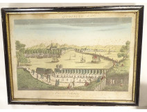 Watercolored optical view of Bayonne, Bayonne, Basset, Paris, late 18th century