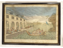 Watercolored optical view of Bayonne, Bayonne, Basset, Paris, late 18th century