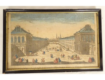 Watercolored optical view of Bayonne, Bayonne, Basset, Paris, late 18th century
