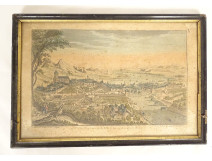 Watercolored optical view of Bayonne, Bayonne, Basset, Paris, late 18th century