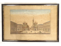 Watercolored optical view of Bayonne, Bayonne, Basset, Paris, late 18th century