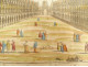 Watercolored optical view of Bayonne, Bayonne, Basset, Paris, late 18th century