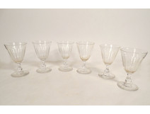 Set of 6 antique Le Creusot crystal water glasses, 19th century
