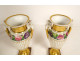 Pair of porcelain baluster vases Paris flowers winged women 1st Empire 19th century
