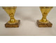 Pair of porcelain baluster vases Paris flowers winged women 1st Empire 19th century