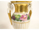 Pair of porcelain baluster vases Paris flowers winged women 1st Empire 19th century