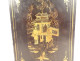 Small Japanese cabinet in lacquered wood with gilding, landscapes, pagoda, characters, 19th century