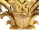 Small Corinthian capital in carved wood with gilded acanthus flowers, 19th century