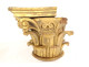 Small Corinthian capital in carved wood with gilded acanthus flowers, 19th century