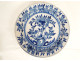 Round dish, Delft earthenware, white and blue, flowers, fruits, tree, 18th century