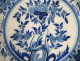 Round dish, Delft earthenware, white and blue, flowers, fruits, tree, 18th century