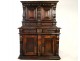 Buffet 4 parts two-body, solid oak, carved capitals and acanthus leaves, seventeenth