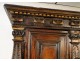 Buffet 4 parts two-body, solid oak, carved capitals and acanthus leaves, seventeenth