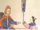 5 Chinese paintings on rice paper, Mandarin women servants, Canton, 19th century