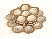 Marcel Guillot ceramic oyster set with 6 plates, 20th century