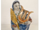 Earthenware statuette of Saint Cecilia, lyre, palm, martyr, Rennes, Binet, late 19th century